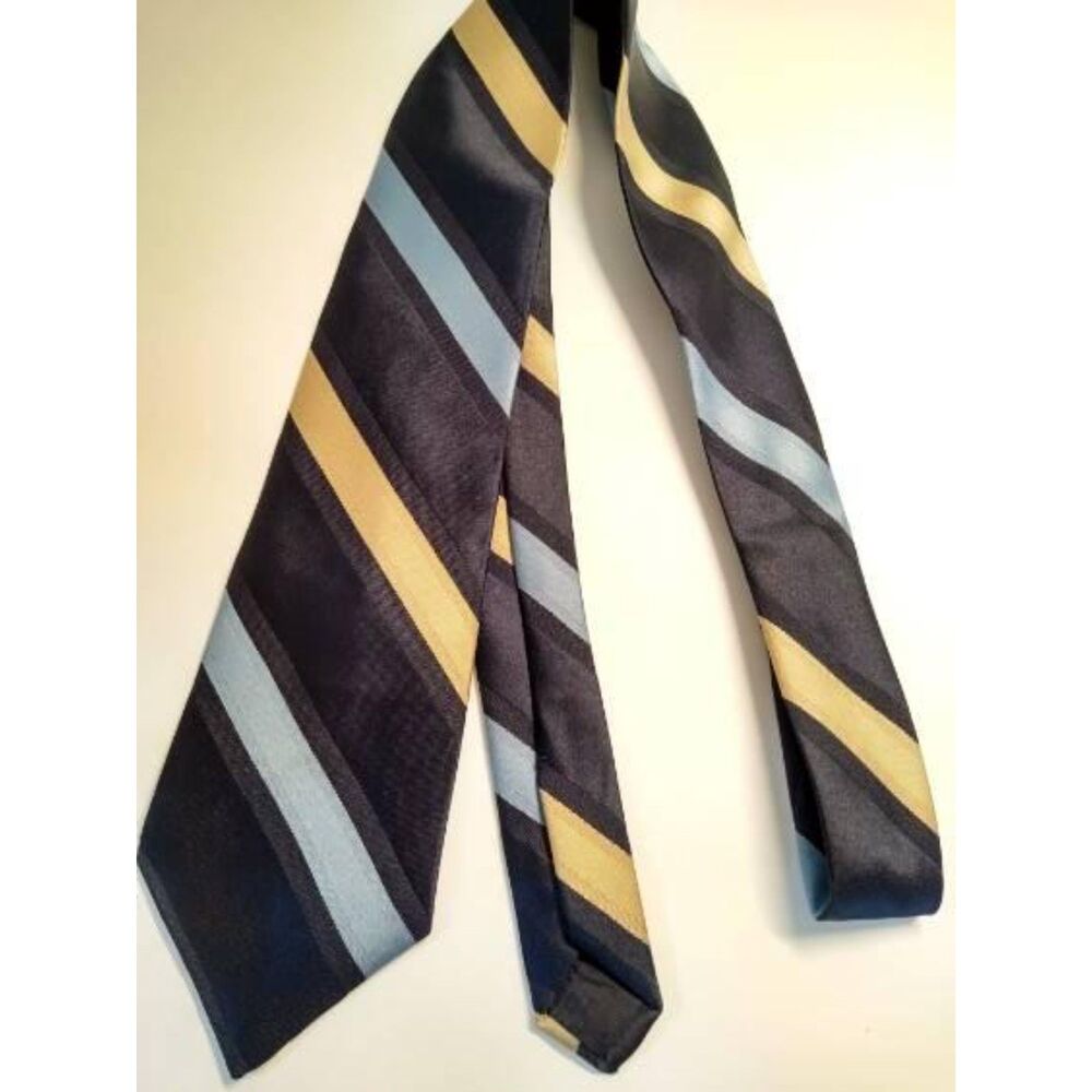 SEARS MEN STORE Black Brown, Blue Stripe Necktie Woven Tie